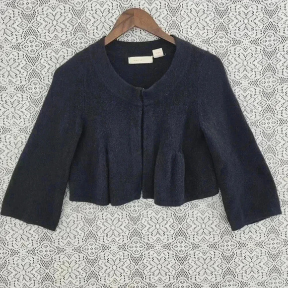 Anthro Sleeping on snow wool angora bell‎ sleeve  black sweater cardigan women's - Picture 1 of 7
